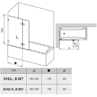Штора для ванны Ravak BVS2-100 L хром Transparent (7ULA0A00Z1)