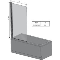 Штора для ванни Ravak CVS1-80 L білий/Transparent (7QL40100Z1)