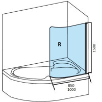 Штора для ванны Ravak CVSK1 ROSA 160/170 R сатин/Transparent (7QRS0U00Y1)