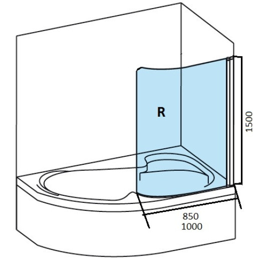 Штора для ванны Ravak CVSK1 ROSA 160/170 R сатин/Transparent (7QRS0U00Y1)