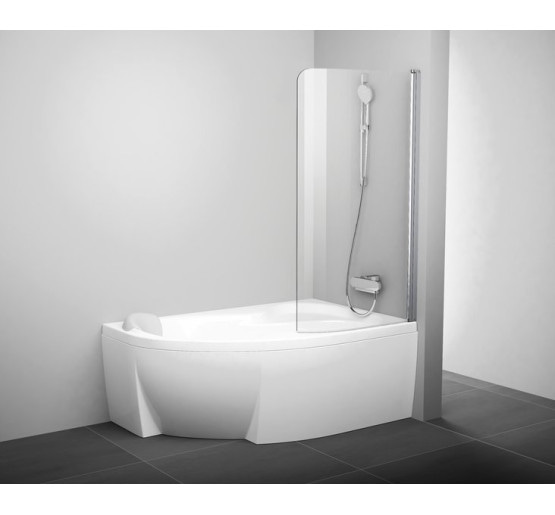 Штора для ванни Ravak CVSK1 ROSA 160/170 R полір. алюм./Transparent (7QRS0C00Y1)