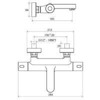Термостатический смеситель для ванны настенный Ravak Termo 300 без комплекта TE 023.00/150 (X070097)