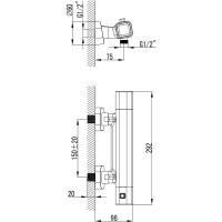 Термостатический смеситель для душа Ravak 10° TD 033.00/150, настенный без лейки, 150 мм (X070102)