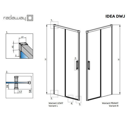 Душова двері Radaway Idea DWJ 110 права прозоре скло (387015-01-01R)