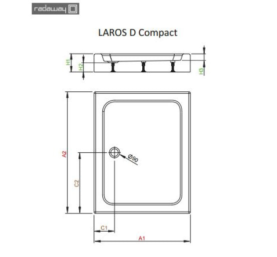 Душовий піддон Radaway Laros D Compact 90x80 (SLD8917-01)