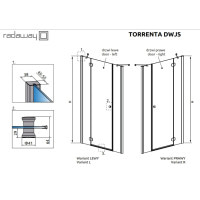 Душова двері Radaway Torrenta DWJS 160 R прозоре скло (320812-01-01R, 320343-01-01)