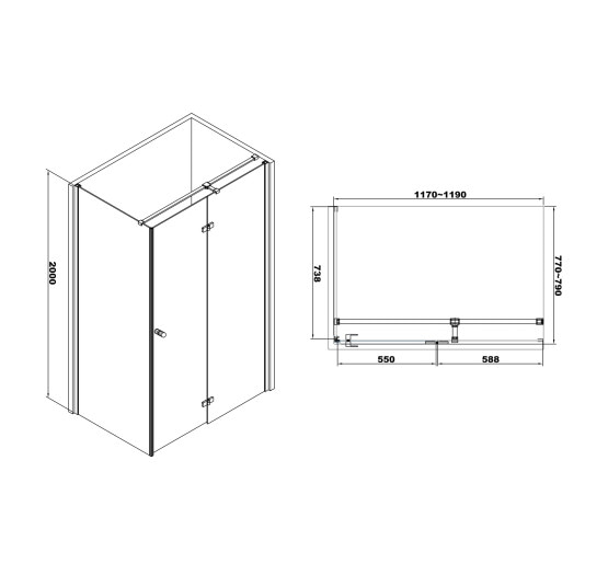 Душова кабіна Volle LIBRA 120x80 з прозорим склом ліва (10-22-908Rglass)