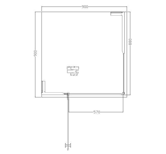 Комплект душова кабіна + піддон  Volle BENITA 90x90 з прозорим склом права (10-22-905 R)