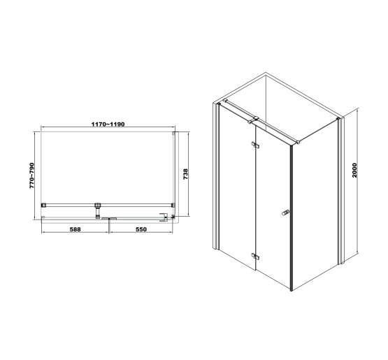 Душова кабіна Volle LIBRA 120x80 з прозорим склом ліва (10-22-908Lglass)