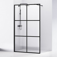 Душевая кабина со свободным входом типа Walk-In Volle Malla Negra 120x200 с прозрачным стеклом, профиль черный мат (18-08-120black set)
