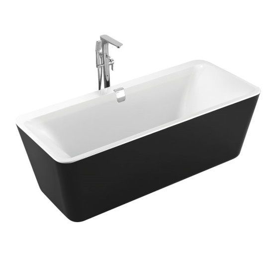 Ванна акриловая отдельностоящая с сифоном Volle черно/белая 180x80x62 (12-22-110black)
