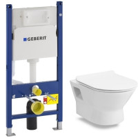 Комплект Volle FIESTA RIM унітаз підвісний з сидіння SLIM slow-closing + інсталяції Geberit Duofix, Н112, 12 см(UP100)без кнопки(13-77-034+458.126.00.1)