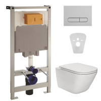 Комплект Roca GAP Rimless унітаз підвісний з сидіння Slim slow-closing + інсталяції Volle Master 4в1(хромована клавіша)(A34H470000+141515)