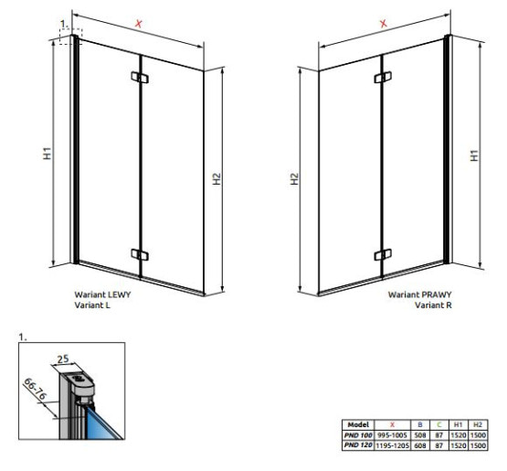 Штора для ванни Radaway Fuenta New PND 100 R прозоре (208210-01R)