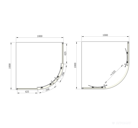 Душевая кабина PRIMERA Frame SHQC51106 1/4 круга 100х100 см, стекло прозрачное