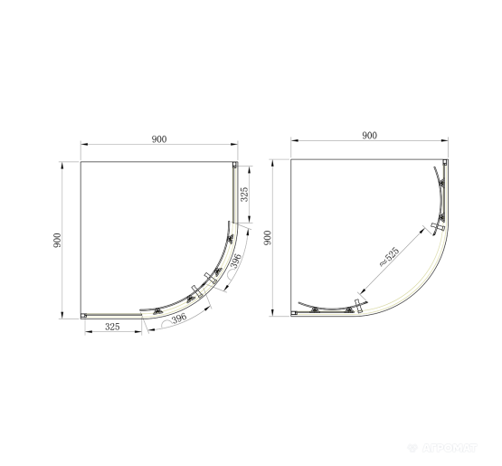 Душевая кабина PRIMERA Frame SHQC51906 1/4 круга 90х90 см, стекло прозрачное