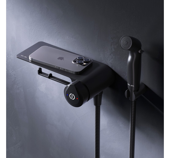 Змішувач TouchReel, що монтується в стіну з гігієнічним душем та полицею AM.PM F0H85A822 X-Joy