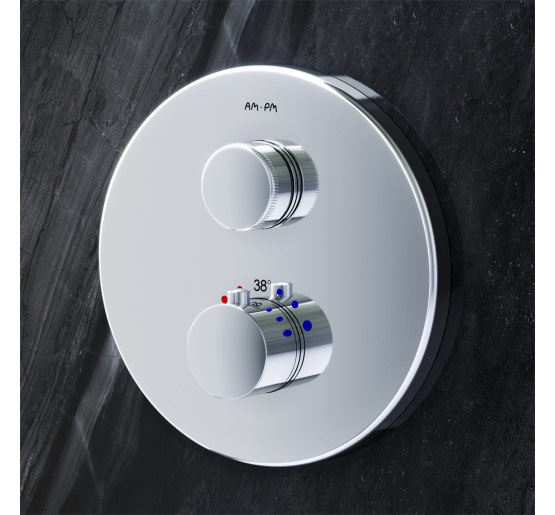 Змішувач для ванни та душу, який монтується у стіну, з термостатом AM.PM F50A75700 Inspire V2.0