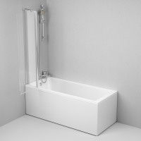 Душова шторка для ванни 80х140 см, роспашна з нерухомою стінкою AM.PM WU90BS-D3W5-140CT Gem