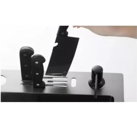 Черная раковина на кухню с правым крылом Nett NB-6045(R)