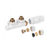 Дизайн крани радіаторні Invena, кутовий термостатичний комплект, білий