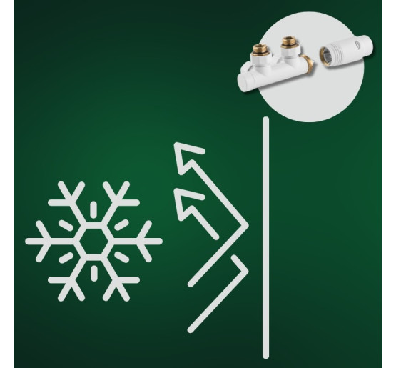 Дизайн крани радіаторні Invena, кутовий термостатичний комплект, білий