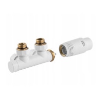 Дизайн крани радіаторні Invena, кутовий термостатичний комплект, білий