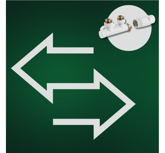 Дизайн крани радіаторні Invena, кутовий термостатичний комплект, білий