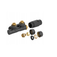 Дизайн крани радіаторні Invena, кутовий термостатичний комплект, сірий