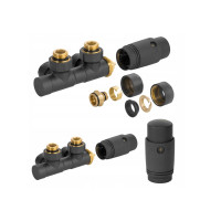 Дизайн крани радіаторні Invena, кутовий термостатичний комплект, сірий