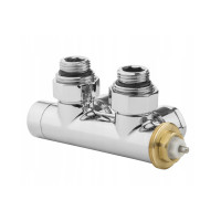 Дизайн крани радіаторні Invena, кутовий термостатичний комплект, срібний