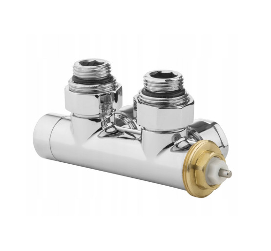 Дизайн крани радіаторні Invena, кутовий термостатичний комплект, срібний