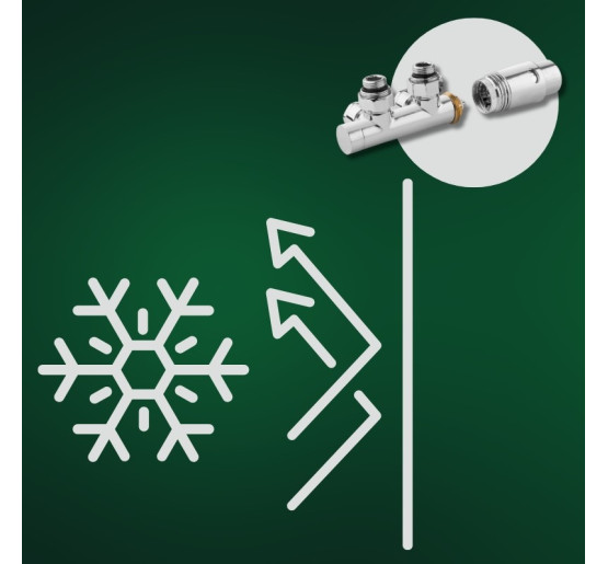 Дизайн крани радіаторні Invena, кутовий термостатичний комплект, срібний