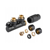 Дизайн крани радіаторні Invena, термостатичний комплект, чорний