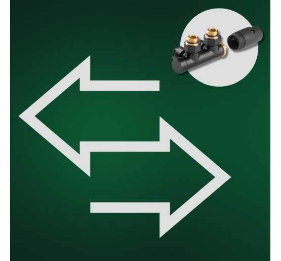 Дизайн крани радіаторні Invena, термостатичний комплект, чорний