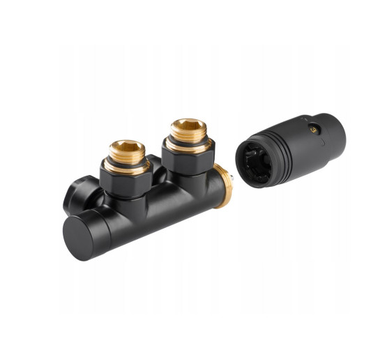 Дизайн крани радіаторні Invena, термостатичний комплект, чорний