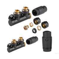 Дизайн крани радіаторні Invena, термостатичний комплект, чорний