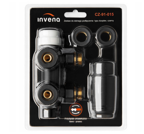 Дизайн крани радіаторні Invena, термостатичний комплект, чорний