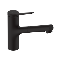 Змішувач Hansgrohe Zesis M33 150 2jet кухонний з витяжним виливом (74800670) Matt Black