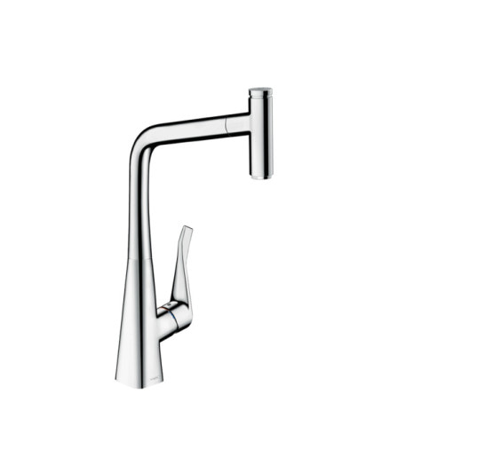 Змішувач Hansgrohe Metris M 71 Select 320 1jet кухонний з витяжним виливом Sbox (73803000)