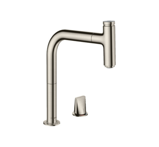 Змішувач Hansgrohe Metris Select 200 кухонний з витяжним виливом на 2 отвори Sbox (73804800) Stainless