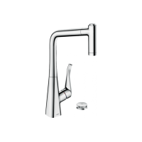 Смеситель Hansgrohe Metris Select 320 2jet кухонный на 2 отверстия с вытяжным изливом Sbox Chrome (73806000)