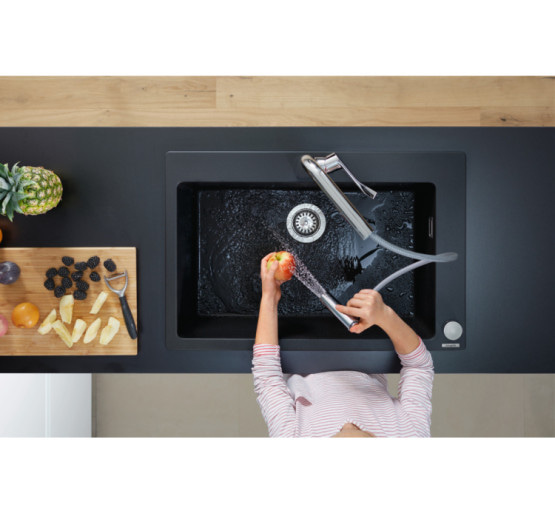 Смеситель Hansgrohe Metris Select 320 2jet кухонный на 2 отверстия с вытяжным изливом Sbox Chrome (73806000)