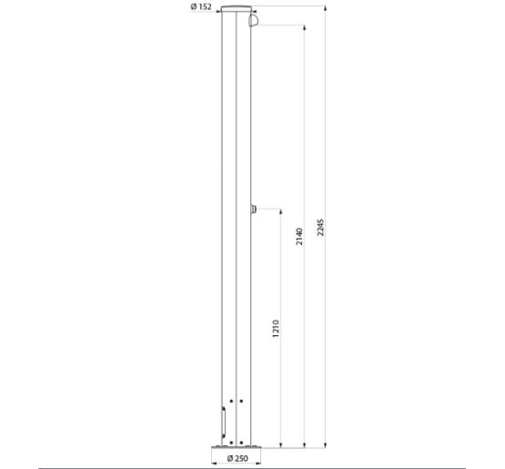 Антивандальная таймерная душевая колонка из анодированного алюминия Delabie PLEIN AIR (717510)