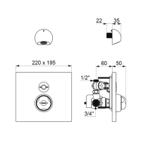 Антивандальний термостатичний сенсорний душовий комплект Delabie SECURITHERM 223 6 V (792459) 