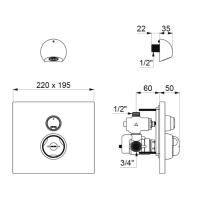 Антивандальный термостатический таймерный душевой комплект Delabie SECURITHERM (792219)
