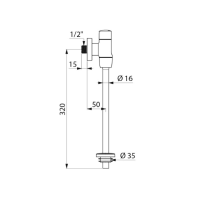 Часовий пісуарний клапан Delabie TEMPOFLUX 7s для стандартного пісуара Ø35 пряма труба 
