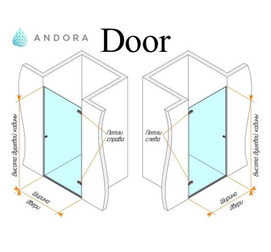 Душові двері Andora Door 80x200 скло clear