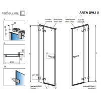 Душові двері Radaway Arta DWJ II 90 L прозоре скло (386441-03-01L/386011-03-01L)