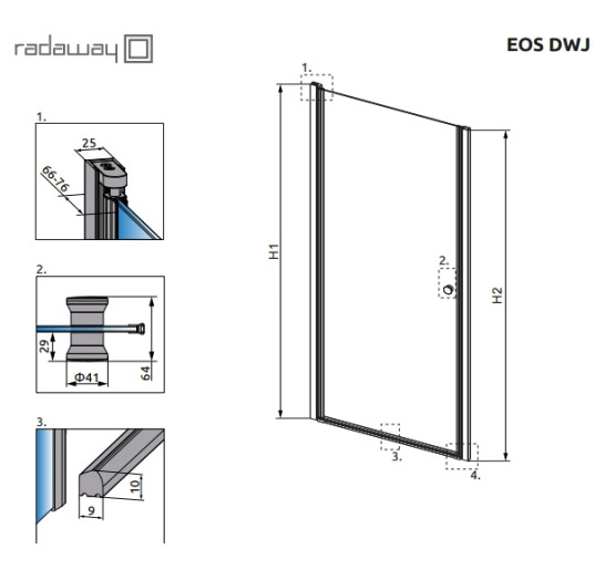 Душові двері Radaway Eos DWJ 90 прозоре скло (37903-01-01N)